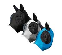 3 máscaras para moscas de caballo, malla de poliéster de cara completa con diseño ligero y transpirable, colores azul, negro y gris, tamaño de 17.7 x 14.6 pulgadas, equipo de protección para caballos