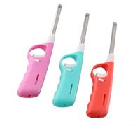 3 mecheros de gas recargables con seguridad para niños y ajuste de llama, encendedor de cocina largo para estufa, barbacoa, velas, camping, ergonómico, para mango con dispositivo de suspensión