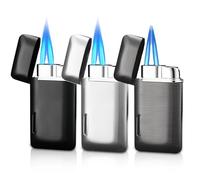 3 mecheros de gas recargables, doble llama de chorro, eléctrico, resistente al viento, para velas, cocina, camping, barbacoa, chimenea, regalos para hombres (sin gas)