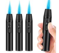 3 mecheros de varilla de gas rellenables, encendedor de llama de chorro largo de 11 cm, encendedor eléctrico resistente al viento para velas, cocina, camping, barbacoa, chimenea, regalos para hombres