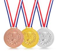 3 medallas para premios, medallas de ganador de trofeos de metal de 5 cm, oro y plata, bronce, medallas de regalo para deportes, competiciones de juegos, recuerdos de fiesta y decoraciones, premios