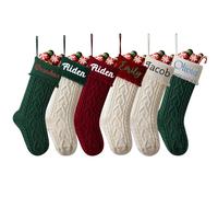 3 medias de Navidad personalizadas de 18 pulgadas, calcetines colgantes de Navidad de punto grandes para decoración rústica, de granja, casa de campo