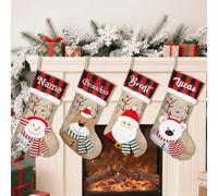 3 medias de Navidad personalizadas de 45,7 cm con nombre bordado de búfalo a cuadros, medias de punto con nombre bordado para Navidad, regalos de fiesta y decoración para chimenea