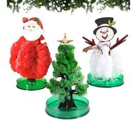 3 mini árboles de Navidad, árbol de Navidad mágico, árbol de papel mágico, juego de cría de cristal para niños, juguetes científicos, árbol mágico, juguetes de Navidad, instrucciones de aprendizaje