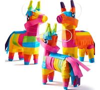 3 mini piñatas de burro de 4.0 x 7.0 in, color arcoíris Cinco De Mayo para fiestas divertidas, suministros para fiestas de tacos, accesorios para fotos de eventos Luau, decoración temática mexicana