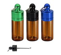 3 mini viales de vidrio con cucharas, pastilleros portátiles impermeables, dispensadores, pastilleros, llavero, pastillero para exteriores, camping, viajes, color aleatorio