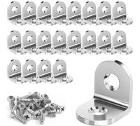 3 mm de grosor, 20 unidades, ángulo de acero inoxidable, 20 x 20 mm, ángulo pequeño con tornillo, soporte de metal de 90 grados para montaje, soporte de muebles, mesa, silla, estantería