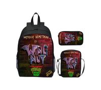 (3) Mochila escolar para niños de 16 pulgadas con impresión 3D de 3 piezas de las Tortugas Ninja adolescentes