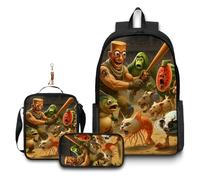 3 mochilas italianas de anime con llavero, bolsas escolares de dibujos animados impresas en 3D de 16 pulgadas para estudiantes de primaria y secundaria y fanáticos de los juegos, regalo de cumpleaños