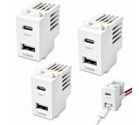 3 Módulos de Alimentación USB 220V a 5V 2,1A, Doble Puerto USB-A y USB-C | Cargador USB empotrable compacto para móviles y tablets; instalación en pared, escritorio, oficina, taller y proyectos DIY