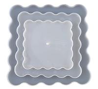 3 moldes cuadrados para platos de frutas y pasteles, moldes de resina de fundición de disco irregular, molde de plato grande, molde de bandeja de peine