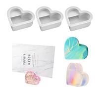 3 Moldes de Resina Epoxi con Forma de Corazón, Molde de Silicona Forma Corazón para Resina Epoxi, Molde Silicona Resina Corazón para Tarjetas de Visita, Molde de Resina para Manualidades, Decoración
