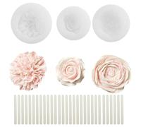 3 moldes de silicona 3D con 10 varillas agitadoras, 3 tamaños de rosas, clavel y peonía, moldes de silicona, para moldes de yeso