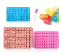 3 Moldes de Silicona con 1 Cuentagotas para Animales, Fondant y Dinosaurios, Herramientas para Hornear Gelatina, Galletas y Chocolate