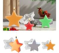 3 moldes de silicona con forma de estrella de WISIRENT, diseño de estrellas navideñas, molde de silicona con forma de estrella, estrella de cinco puntas, molde de silicona para Navidad, velas de otoño