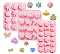 3 moldes de silicona para cubitos de hielo, forma de mariposa, molde de silicona con flores, molde de silicona para hacer ositos de goma, chocolate, dulces, cubitos de hielo, pasteles, gelatina