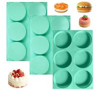 3 moldes de silicona para cupcakes de 4 pulgadas, antiadherentes, 6 cavidades, molde para panecillos para hamburguesas, molde para muffins de silicona sin BPA, molde para muffins flexible de fácil lib