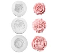 3 moldes de silicona para velas, flores, moldes de silicona 3D, bonitos moldes de silicona en forma de rosas clavel para hacer velas DIY, decoración del hogar