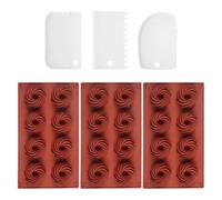 3 moldes en espiral, 3 espátulas, molde de silicona para chocolate, galletas, cubitos de hielo, mini moldes para tartas