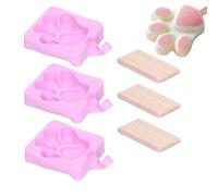 3 moldes para helado, bonito diseño de garra de gato, molde para paletas, molde de silicona para postres congelados, utensilio de cocina DIY con palitos para pasteles, dulces