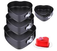 3 moldes para tartas con forma de corazón, antiadherente, con base suelta, fácil liberación, acero al carbono, sin Pfoa, bandeja para hornear pasteles y tartas de queso, tamaños 20/22/24 cm