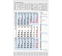 3-Monats-Planer Combi Blau 2027: 3-Monatskalender groß I Wandplaner / Bürokalender mit Datumsschieber, Ferienterminen, Vor-und Nachmonat und Jahresübersicht I extra Streifenplaner I 30 x 47,8 cm