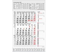 3-Monats-Planer Combi Grau 2027: 3-Monatskalender groß I Wandplaner / Bürokalender mit Datumsschieber, Ferienterminen, Vor-und Nachmonat und Jahresübersicht I extra Streifenplaner I 30 x 47,8 cm