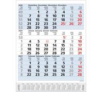 3-Monats-Planer Comfort Blau 2027: 3-Monatskalender groß I Wandplaner / Bürokalender mit Datumsschieber, Vor-und Nachmonat und Jahresübersicht I 30 x 39 cm