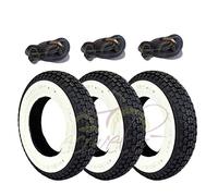 3 neumáticos 3.00 - 10 + Cámaras de goma Unillli banda blanca para Vespa 125 Primavera 50 Special R L N