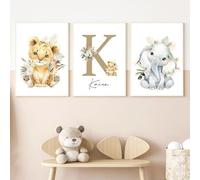 3 Nombre Personalizado Bebe Poster Niños Habitacion 30 x 40 cm Cuadros Animales Bebe Laminas Decorativas Pared Infantil Lienzos Infantiles A3 sin Marco