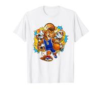 3-on-3 Urban Graffiti Basketball Mascot Sports Graphic Art Camiseta gráfica económica, Hombre, Blanco, XL