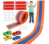 3 órbita 5 metros de pista de carreras, autopista flexible con 4 tirando hacia atrás coches de juguete, compatible con coches de escala Diecast 1/64, regalos para niños y niñas
