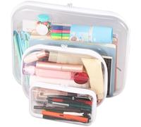 3 organizadores de accesorios de viaje portátil con cremallera para cables electrónicos, bolsa de transporte de PVC duro, bolsas de almacenamiento impermeables para pequeños desordenados, Clear