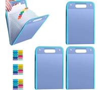 3 organizadores espandibile A4 con 13 scomparti, borsa di immagazzinaggio vertical, organizer per documenti portatile con linguette colorate, custodia trasparente per il trasporto per la scuola, la