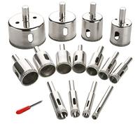 3 otters Kit de 15 sierras perforadoras de diamante, brocas de vidrio para taladrar agujeros en vidrio, botellas, mármol, piedra de granito, corte de azulejos de 0.24 a 2 pulgadas (6 mm - 50 mm)