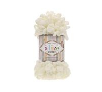 3 ovillos de lana suave Alize Puffy Baby Big Loop 100 % micropoliéster, 100 g, 9 m, color crema claro