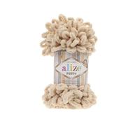 3 ovillos de lana suave Alize Puffy Baby Big Loop 100 % micropoliéster, 100 g, 9 m, color miel 310
