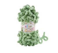 3 ovillos de lana suave Alize Puffy Baby Big Loop 100 % micropoliéster, 100 g, 9 m, color verde almendra 299