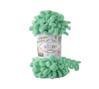 3 ovillos de lana suave Alize Puffy Baby Big Loop 100 % micropoliéster, 100 g, 9 m, color verde azulado 741