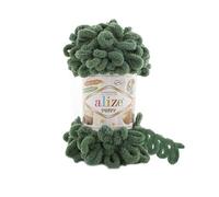 3 ovillos de lana suave Alize Puffy Baby Big Loop 100 % micropoliéster, 100 g, 9 m, color verde pino 532