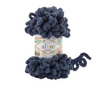 3 ovillos de lana suave Alize Puffy Baby Big Loop 100 % micropoliéster lana suave cada ovillo 100 g 9 m - 900 Denim