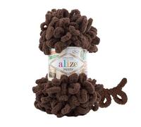 3 ovillos de lana suave Alize Puffy Baby Big Loop 100 % micropoliéster lana suave cada ovillo 100 g 9 m - 493 marrón oscuro