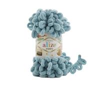 3 ovillos de lana suave Alize Puffy Baby Big Loop 100 % micropoliéster lana suave cada ovillo 100 g 9 m - 414 Azure