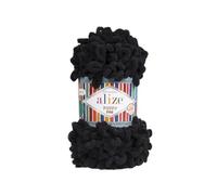 3 ovillos de lana suave Alize Puffy Fine Baby 100 % micropoliéster, 100 g, 14,5 m, color negro