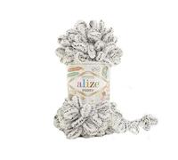 3 ovillos/madejas Alize Puffy Baby Big Loop - Ovillo de lana suave 100 % micropoliéster, 100 g, 9 m - 686 Snow Leopar