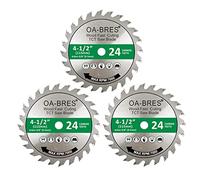 3 Pack 4-1/2-Inch 24T TCT Carbide Tipped Teeth Compact Circular Saw Blade with 3/8-Inch Arbor, General Purpose for Long-Lasting Cuts in Wood, Plastic and Composite Materials