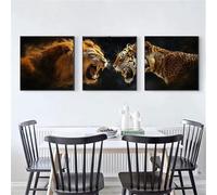 3 Pack 5D DIY Diamond Painting Set Tigres y leones Full Drill Tríptico Diamante Pintura 3 Piezas Combinación Kits Diamante Bordado Cristal Rhinestones para la Home Wall Décor Regalo 30x90cm S-8017