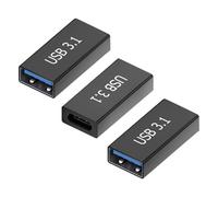 3-Pack Adaptador USB C Hembra A Hembra, Conector USB 3.1 a 3.0, Carga Rápida y Transferencia de Datos, Adaptador Hembras, Compatible con Dispositivos USB-C, Conversor de extensión Plug and Play