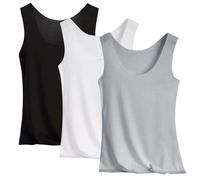 3 Pack Camisetas Tirantes Mujer Deporte Verano Basica Tops Deportivos Fitness Gym sin Mangas Tank Suave Ligera Casual Yoga Top Deportiva Correr Atlético Gimnasio Shirt Blusa Interiores Talla Grande