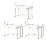 3 Pack Clear Book Storage Bags - Portable Media Organizer Zipper Pouch